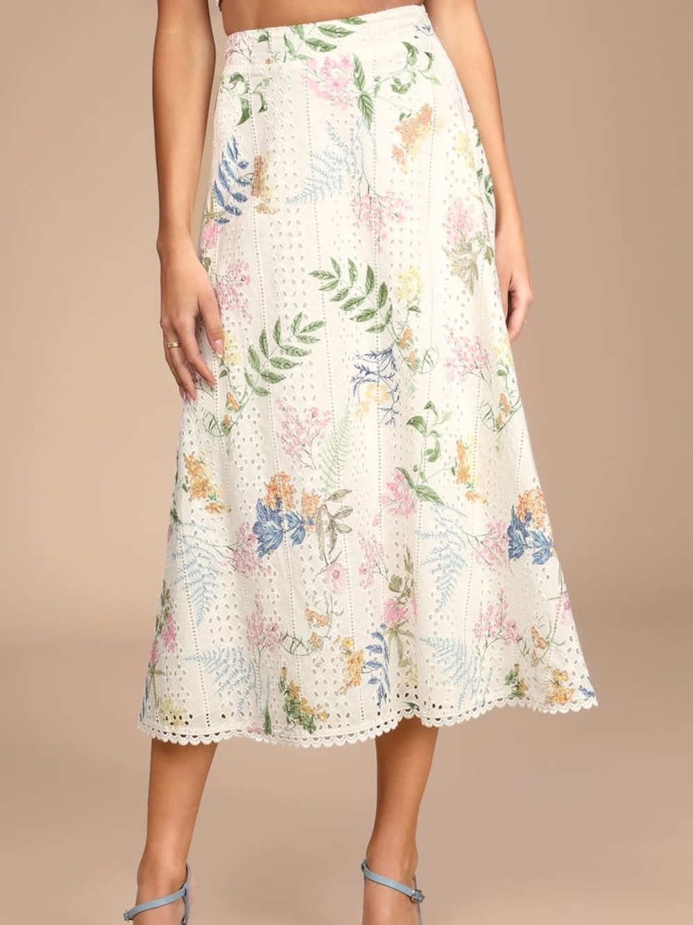 NWT Lulus Sweet At Heart White Floral Embroidered Two-Piece Midi Dress Small - Picture 5 of 9